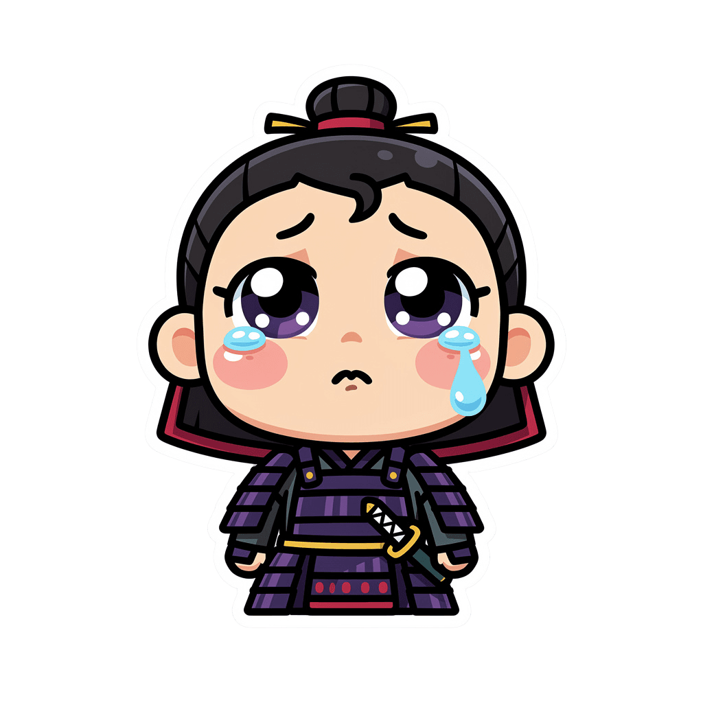 Samurai — sad Samurai Twitch emote — sad, Sticker style
