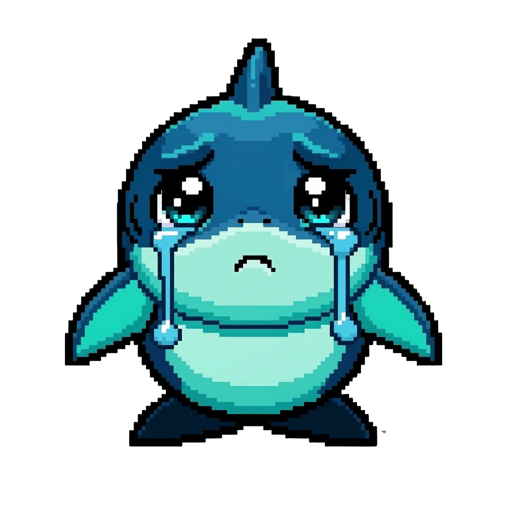Shark Twitch emote — sad, Pixel Art style