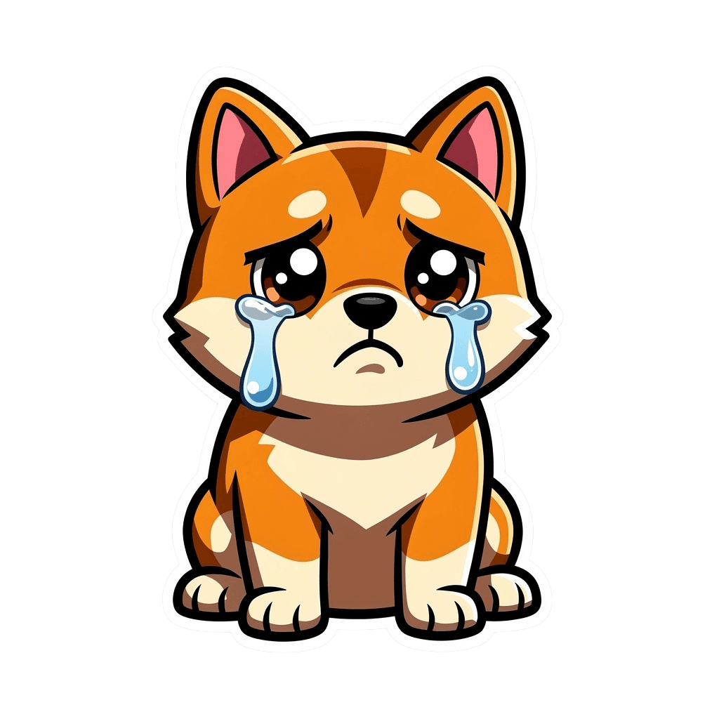Shiba Inu Twitch emote — sad, Cartoon style