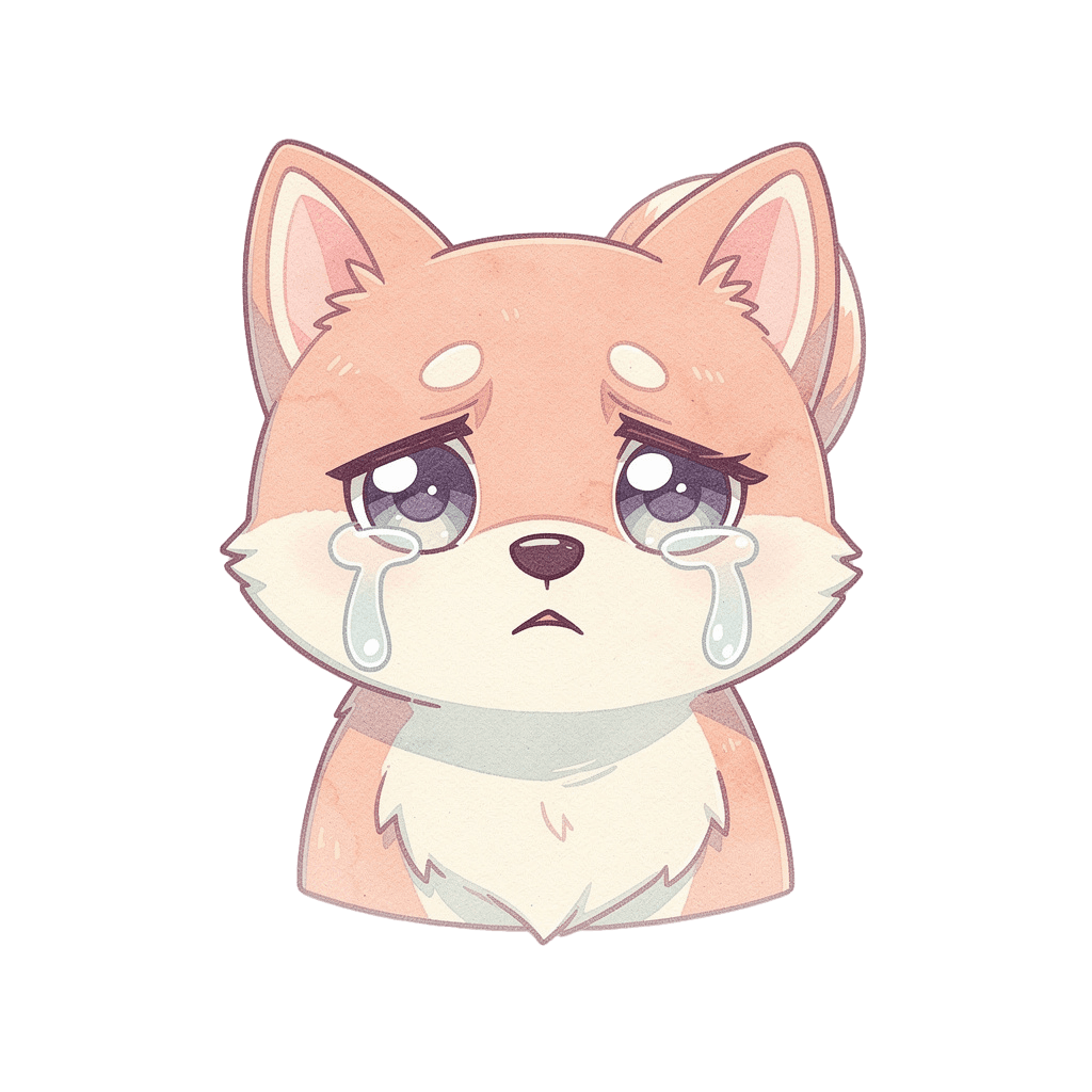 Shiba Inu Twitch emote — sad, Pastel style