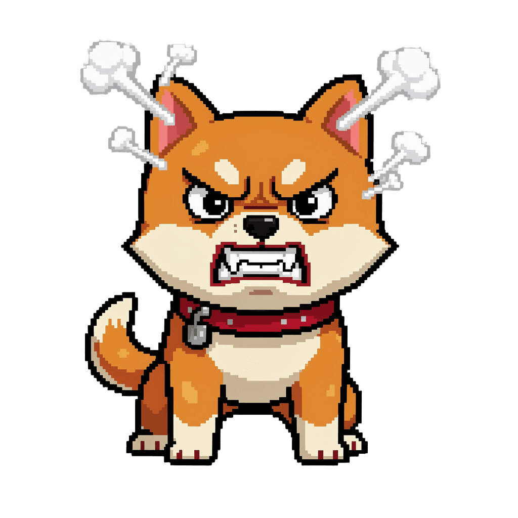 Shiba Inu Twitch emote — angry, Pixel Art style