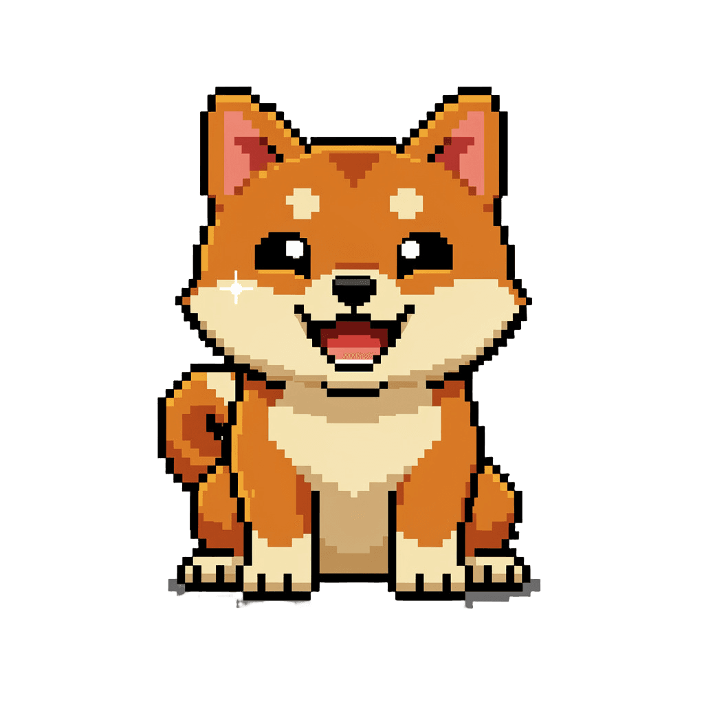 Shiba Inu Twitch emote — happy, Pixel Art style