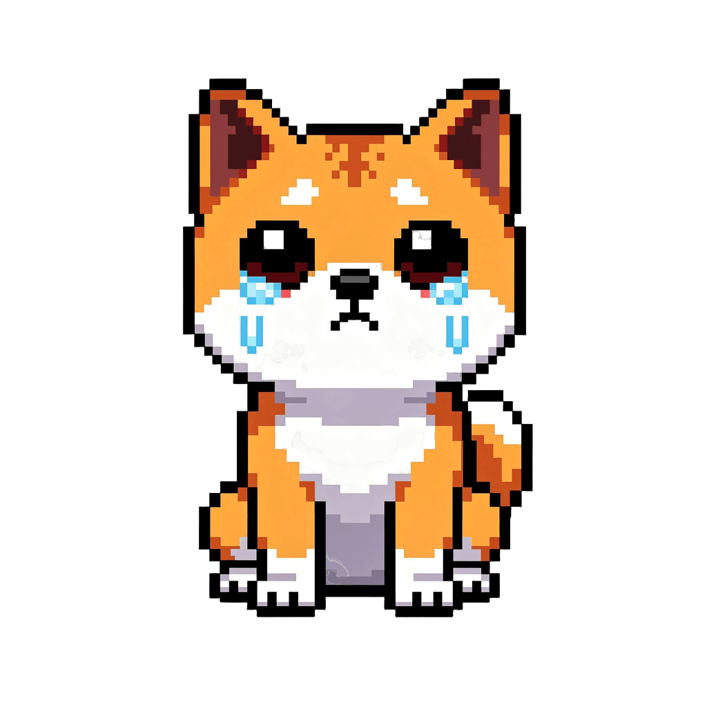 Shiba Inu Twitch emote — sad, Pixel Art style