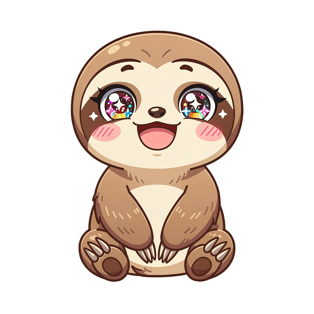Sloth Twitch emote — happy, Anime style