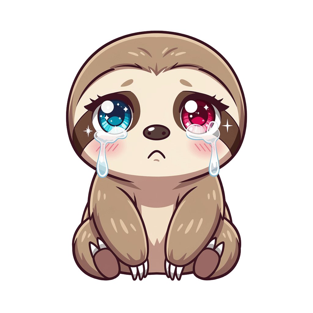 Sloth Twitch emote — sad, Anime style