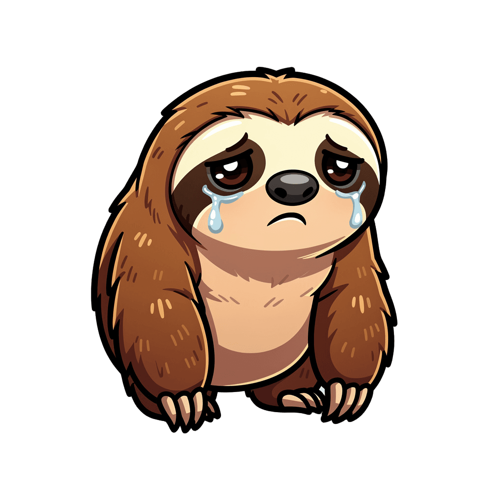 Sloth Twitch emote — sad, Cartoon style