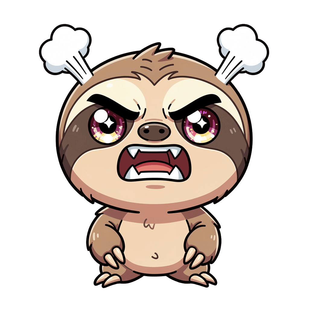 Sloth Twitch emote — angry, Chibi style