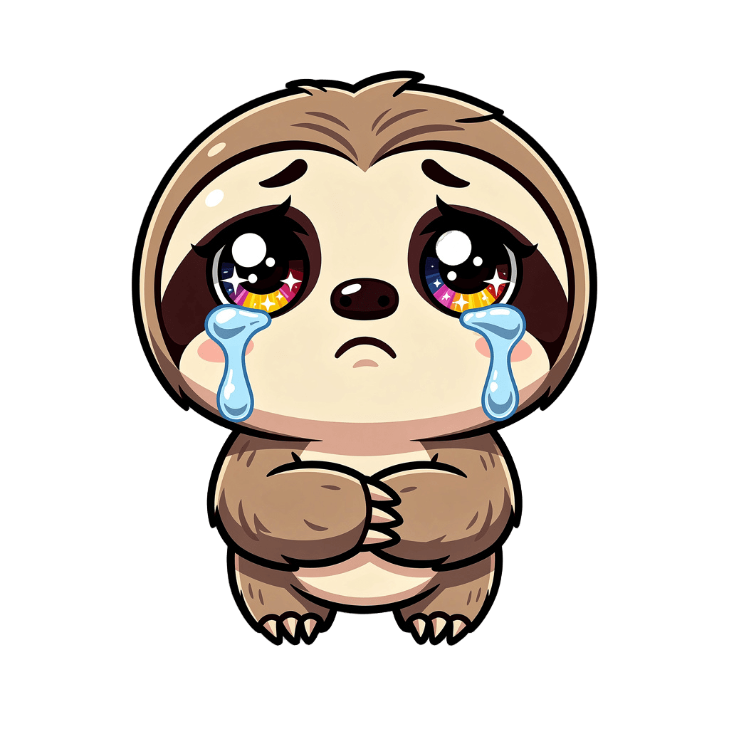 Sloth Twitch emote — sad, Chibi style