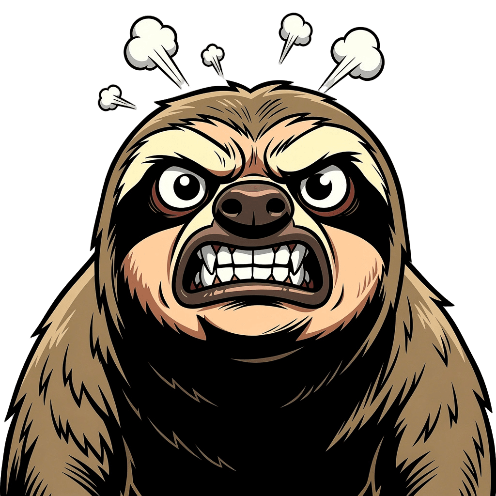 Sloth Twitch emote — angry, Comic style