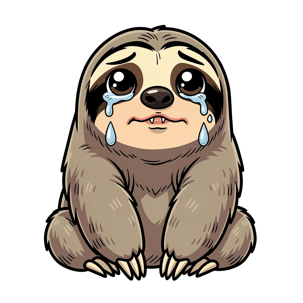 Sloth Twitch emote — sad, Comic style