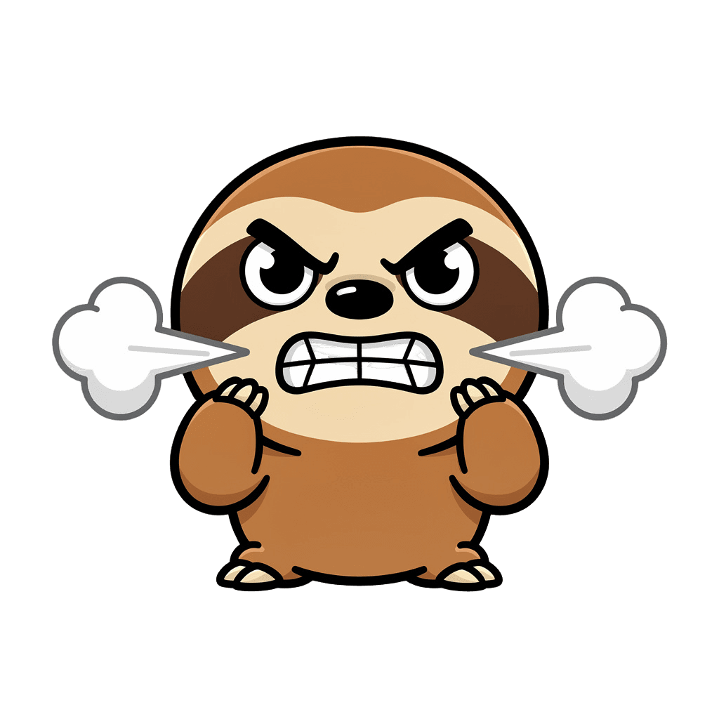 Sloth Twitch emote — angry, Sticker style