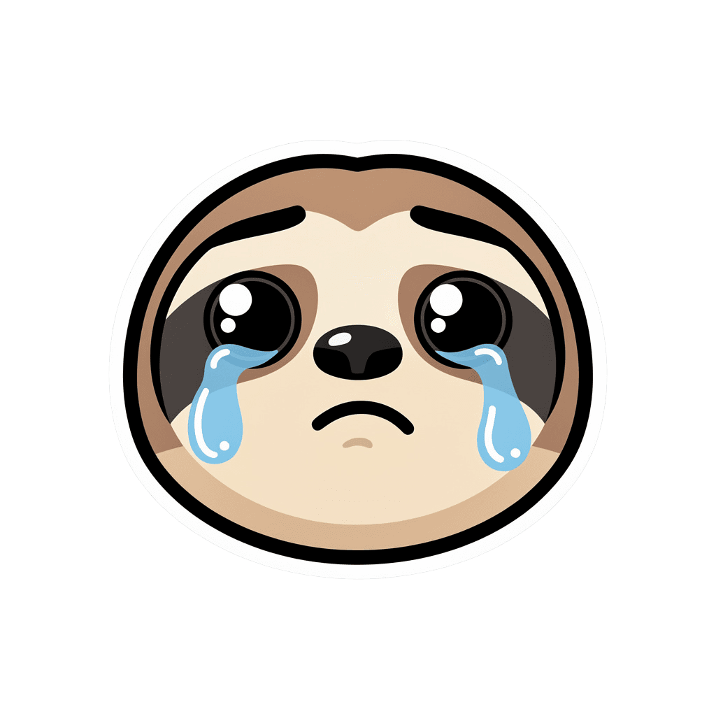 Sloth Twitch emote — sad, Sticker style