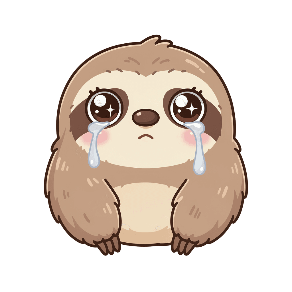 Sloth Twitch emote — sad, Kawaii style