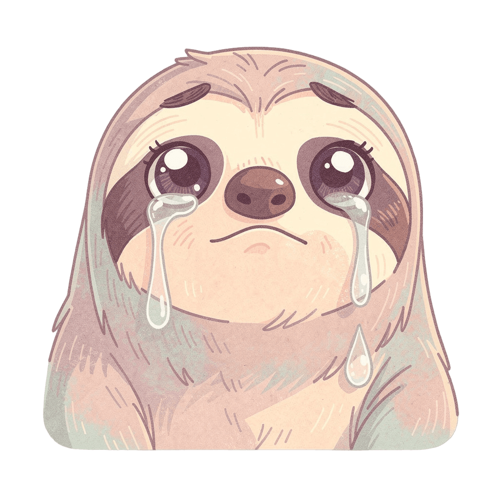 Sloth Twitch emote — sad, Pastel style