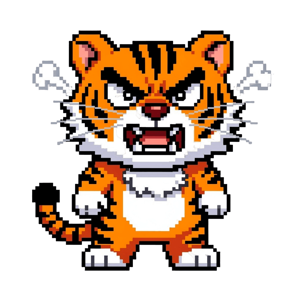 Tiger Twitch emote — angry, Pixel Art style
