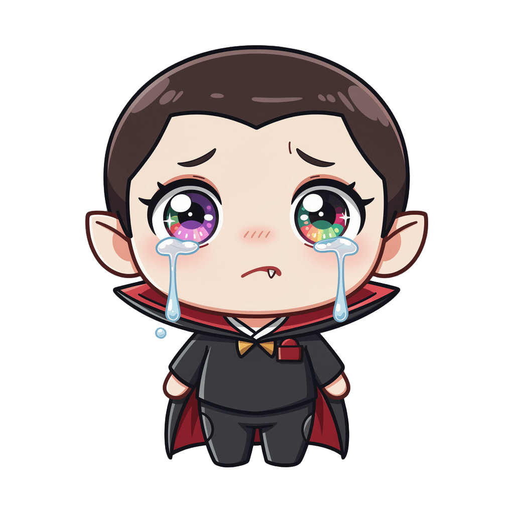 Vampire Twitch emote — sad, Chibi style