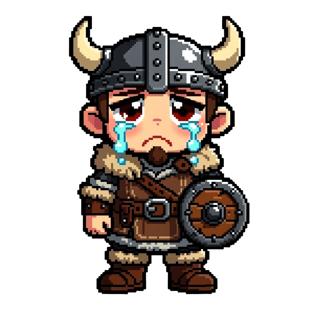 Viking Twitch emote — sad, Pixel Art style