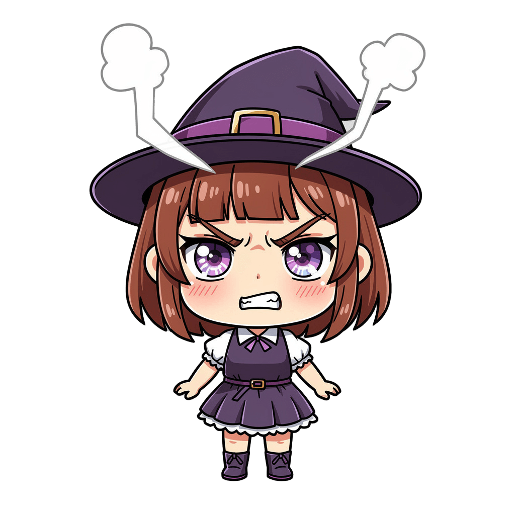 Witch Twitch emote — angry, Chibi style