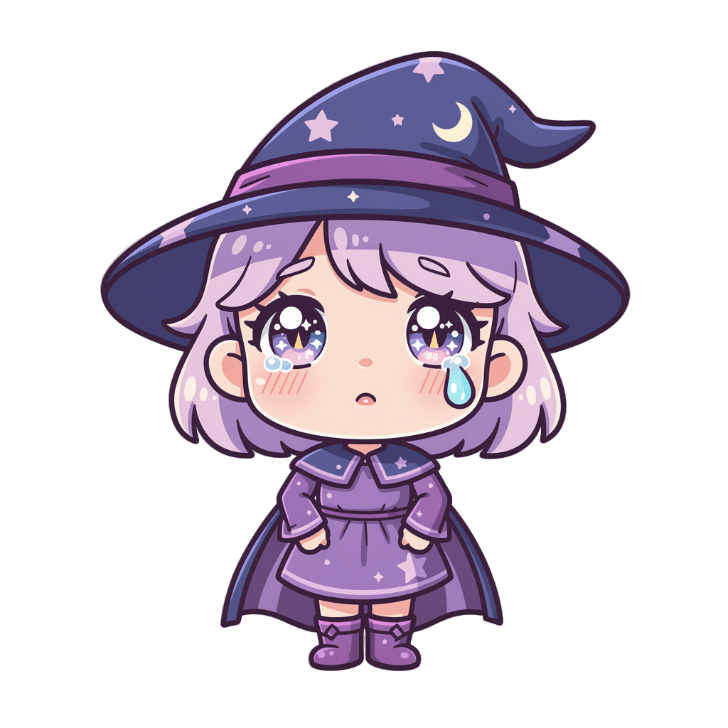 Witch Twitch emote — sad, Chibi style