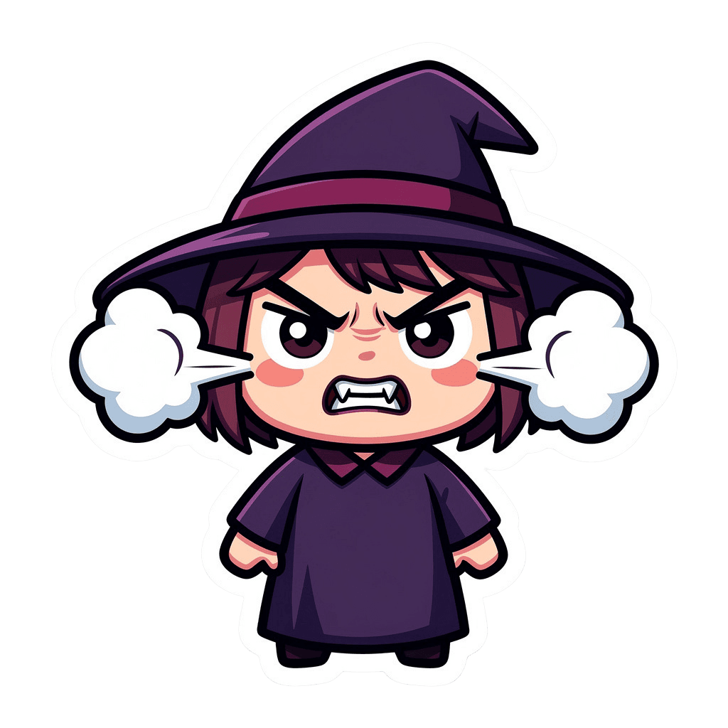 Witch Twitch emote — angry, Sticker style