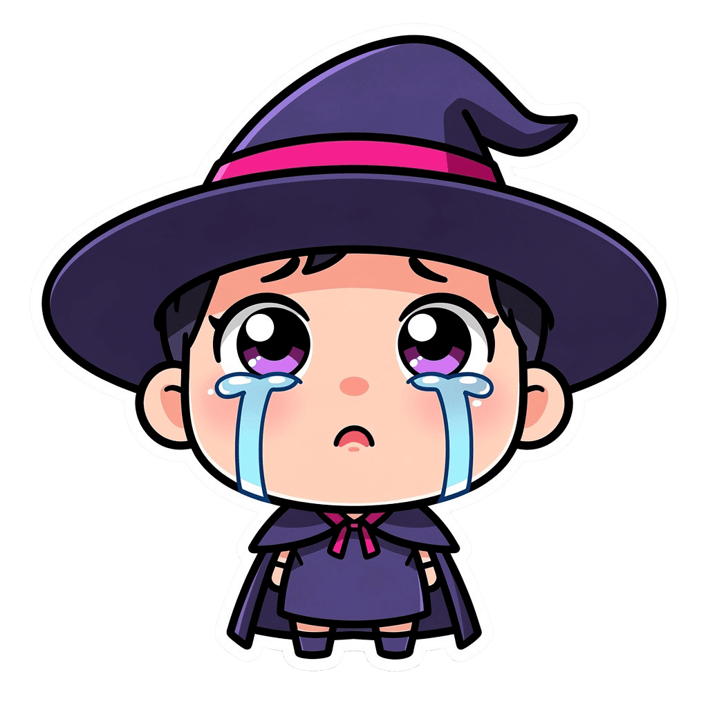 Witch Twitch emote — sad, Sticker style