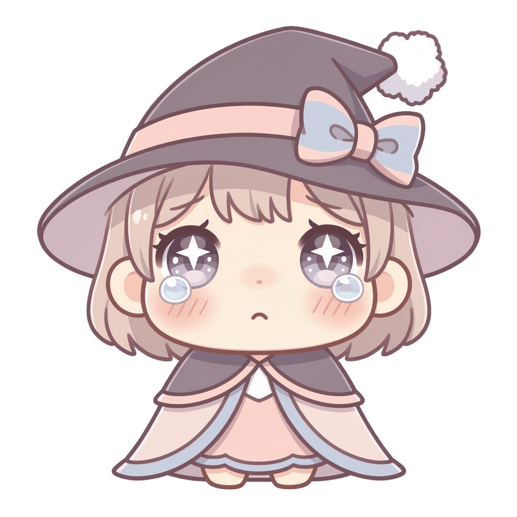 Witch Twitch emote — sad, Kawaii style