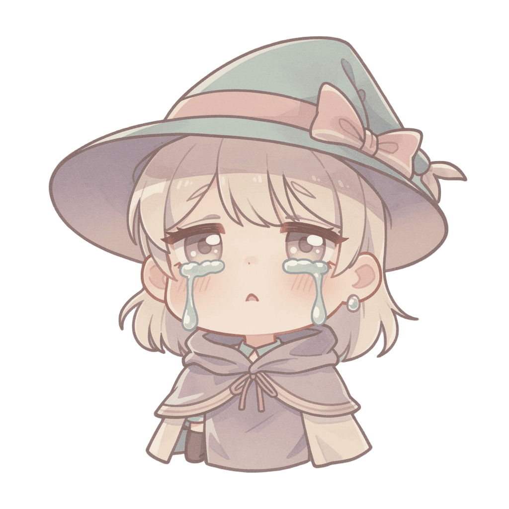 Witch Twitch emote — sad, Pastel style