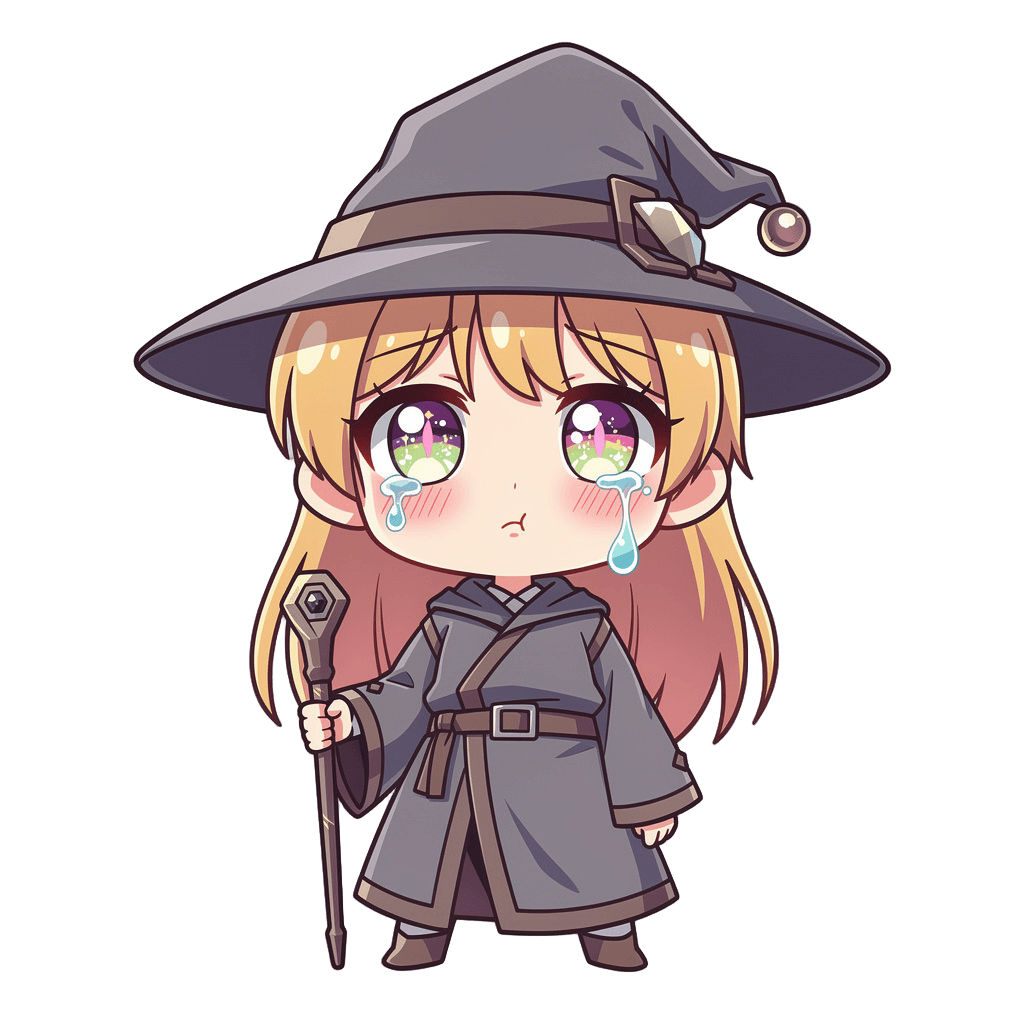 Wizard Twitch emote — sad, Anime style
