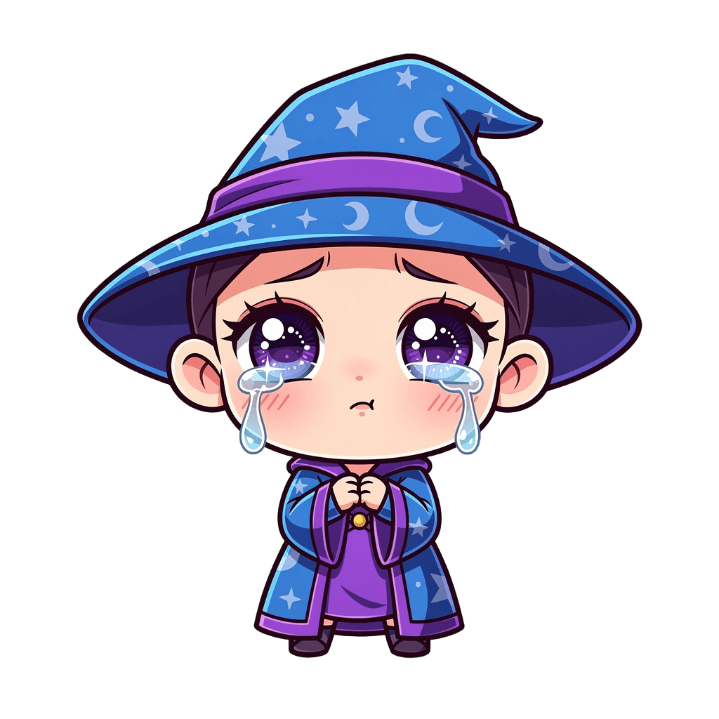 Wizard Twitch emote — sad, Chibi style