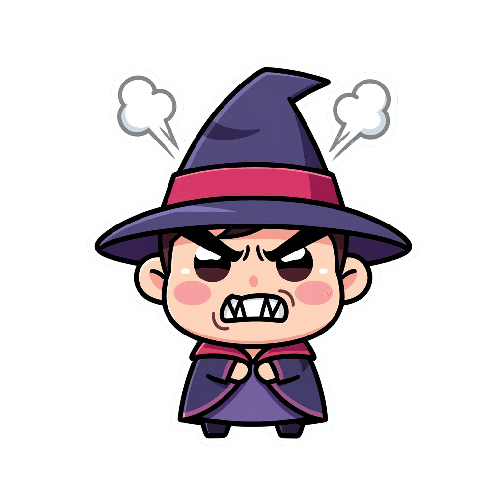 Wizard Twitch emote — angry, Sticker style