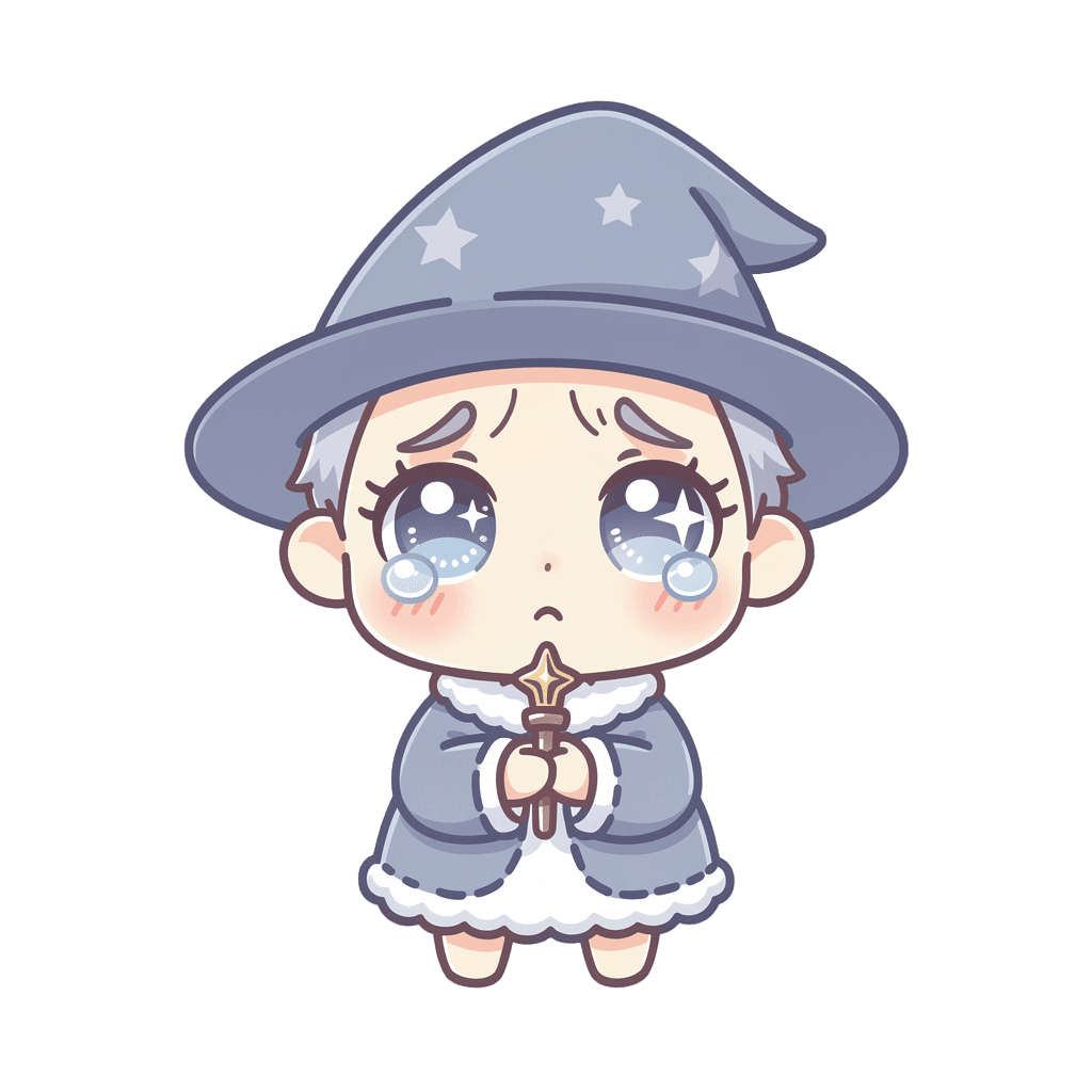Wizard Twitch emote — sad, Kawaii style