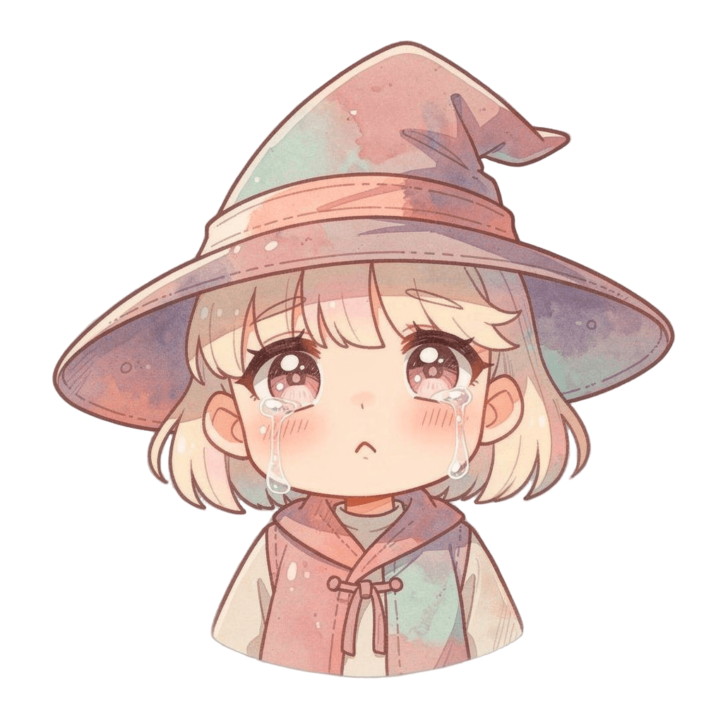 Wizard Twitch emote — sad, Pastel style