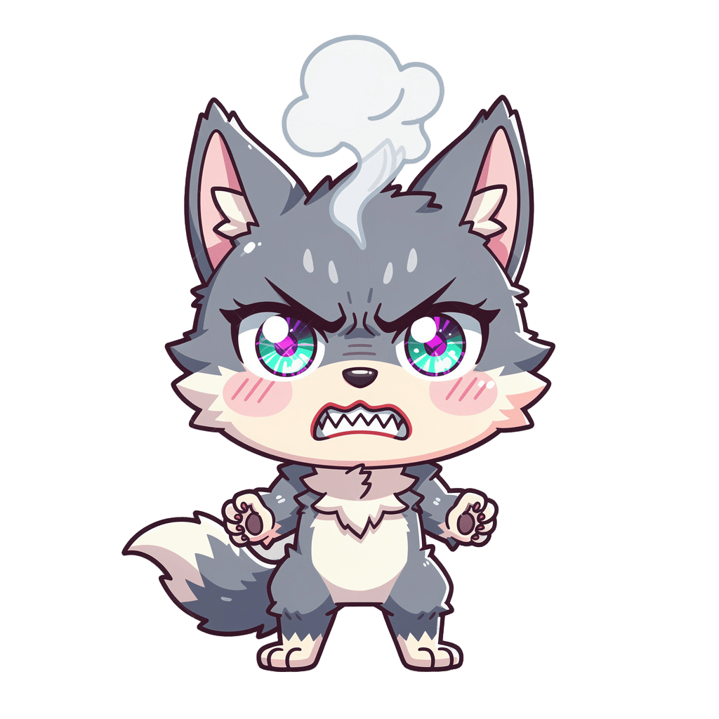 Wolf Twitch emote — angry, Anime style
