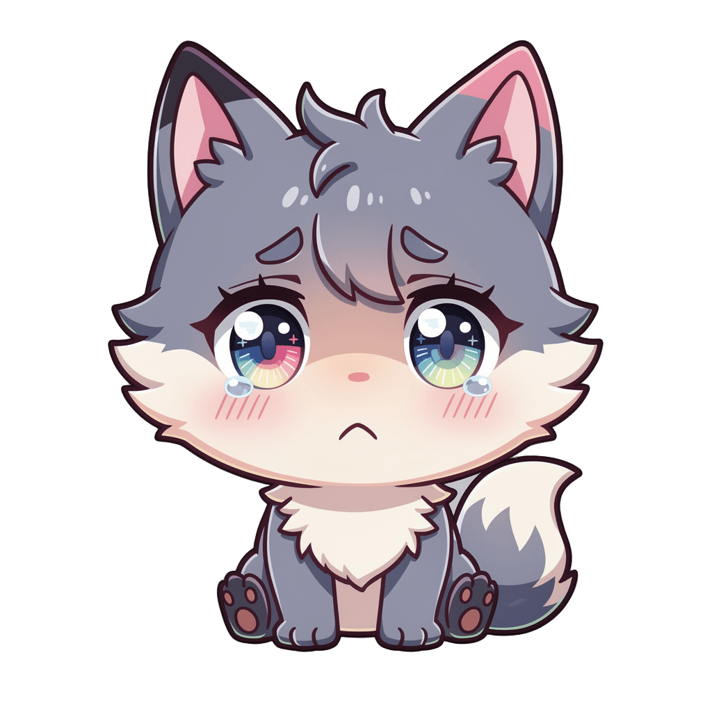 Wolf Twitch emote — sad, Anime style