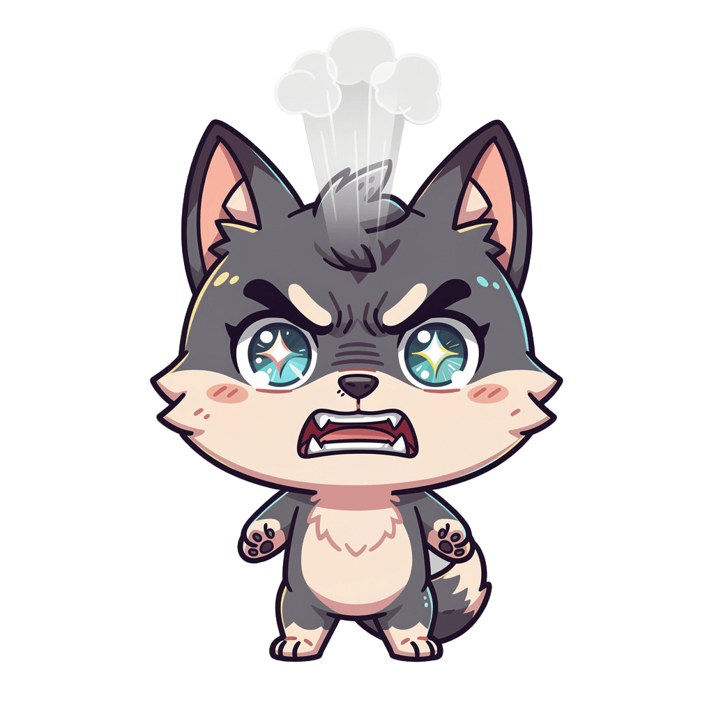 Wolf Twitch emote — angry, Chibi style