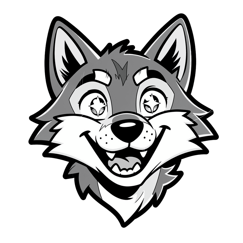 Wolf Twitch emote — happy, Comic style