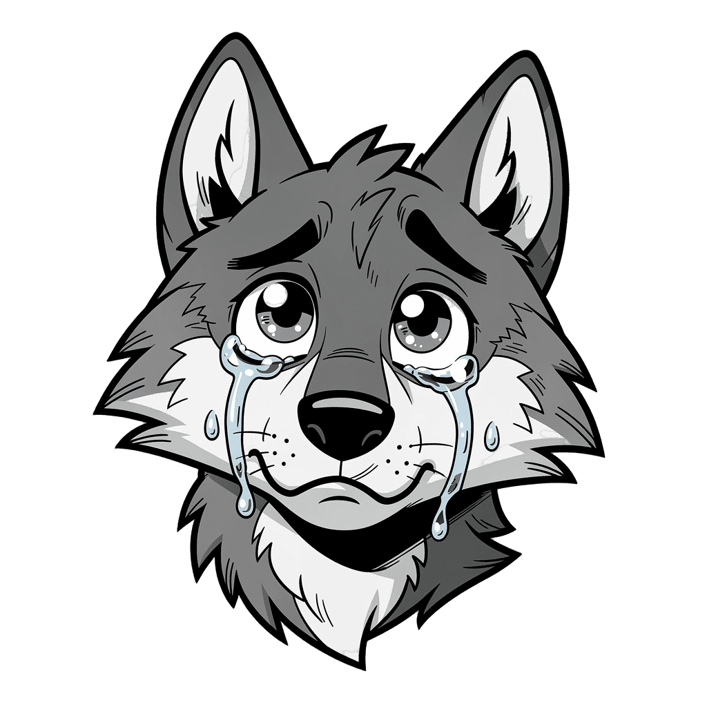 Wolf Twitch emote — sad, Comic style