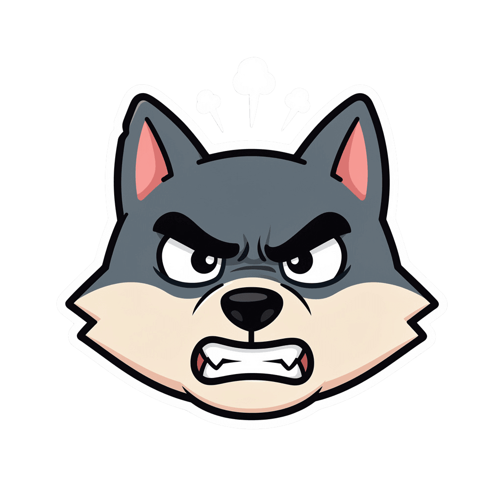 Wolf Twitch emote — angry, Sticker style