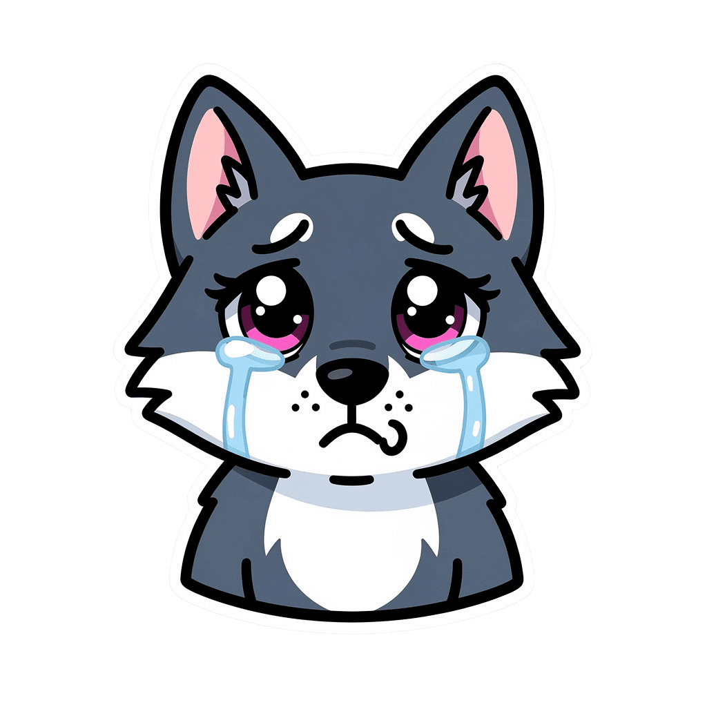 Wolf Twitch emote — sad, Sticker style