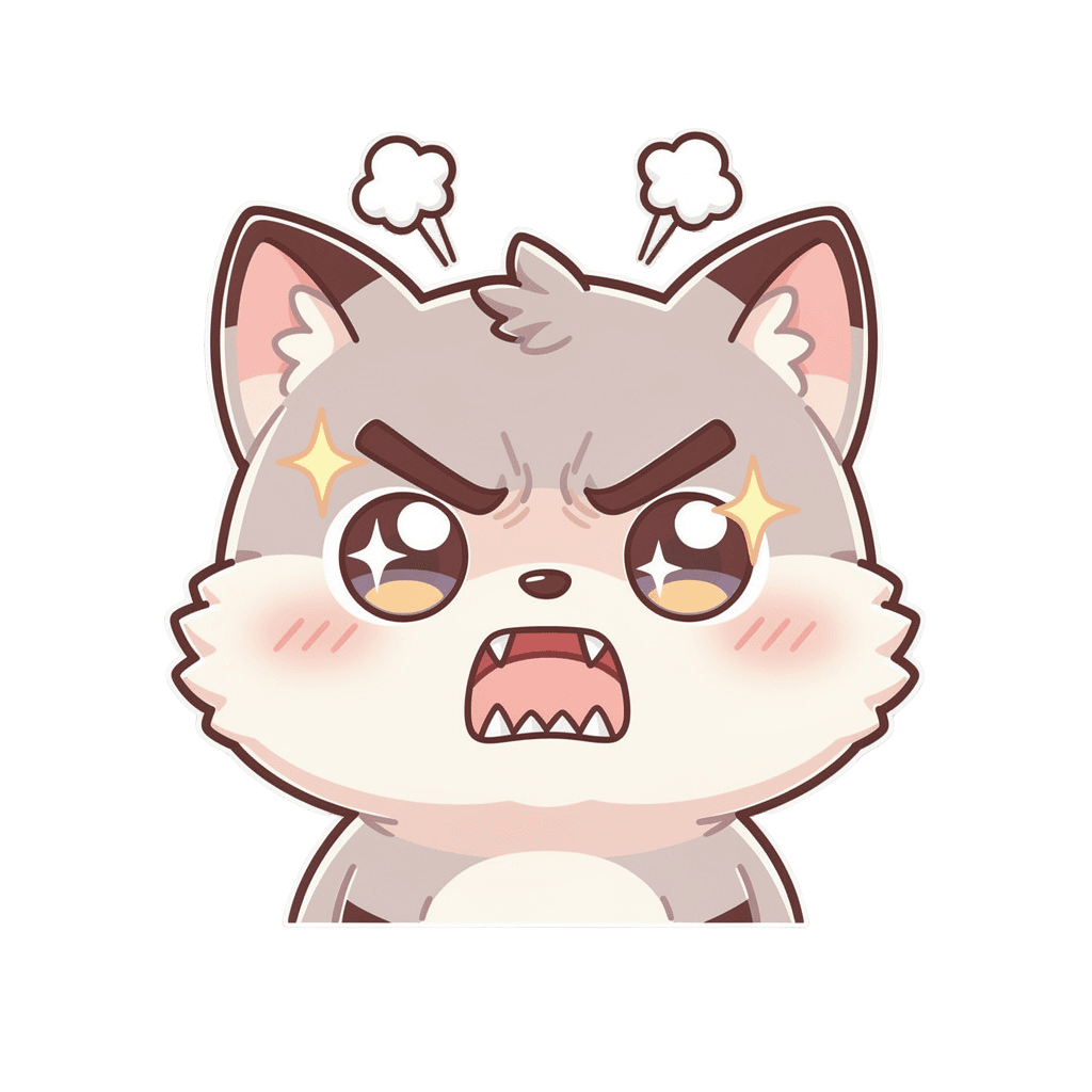 Wolf Twitch emote — angry, Kawaii style