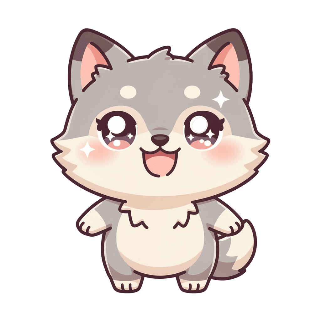 Wolf Twitch emote — happy, Kawaii style