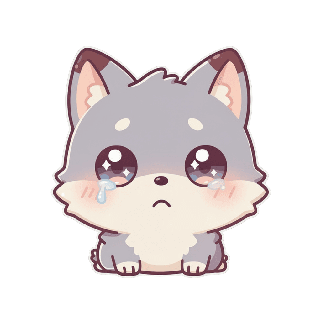 Wolf Twitch emote — sad, Kawaii style