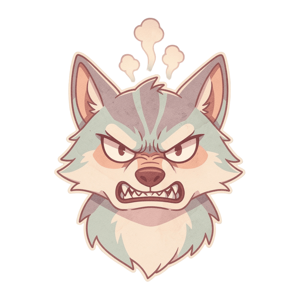 Wolf Twitch emote — angry, Pastel style