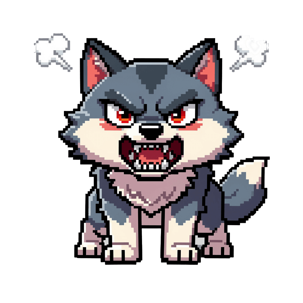 Wolf Twitch emote — angry, Pixel Art style