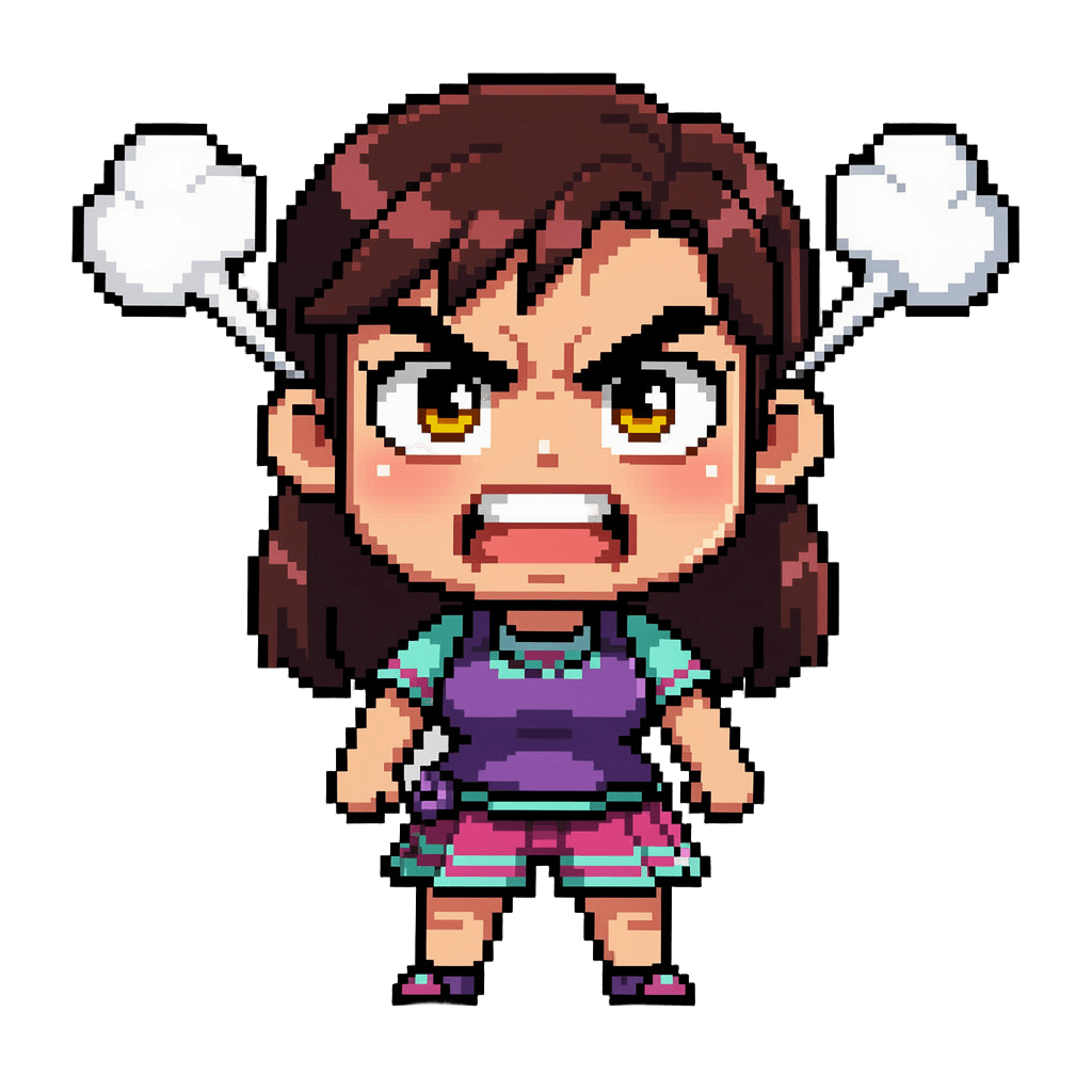 Woman Twitch emote — angry, Pixel Art style