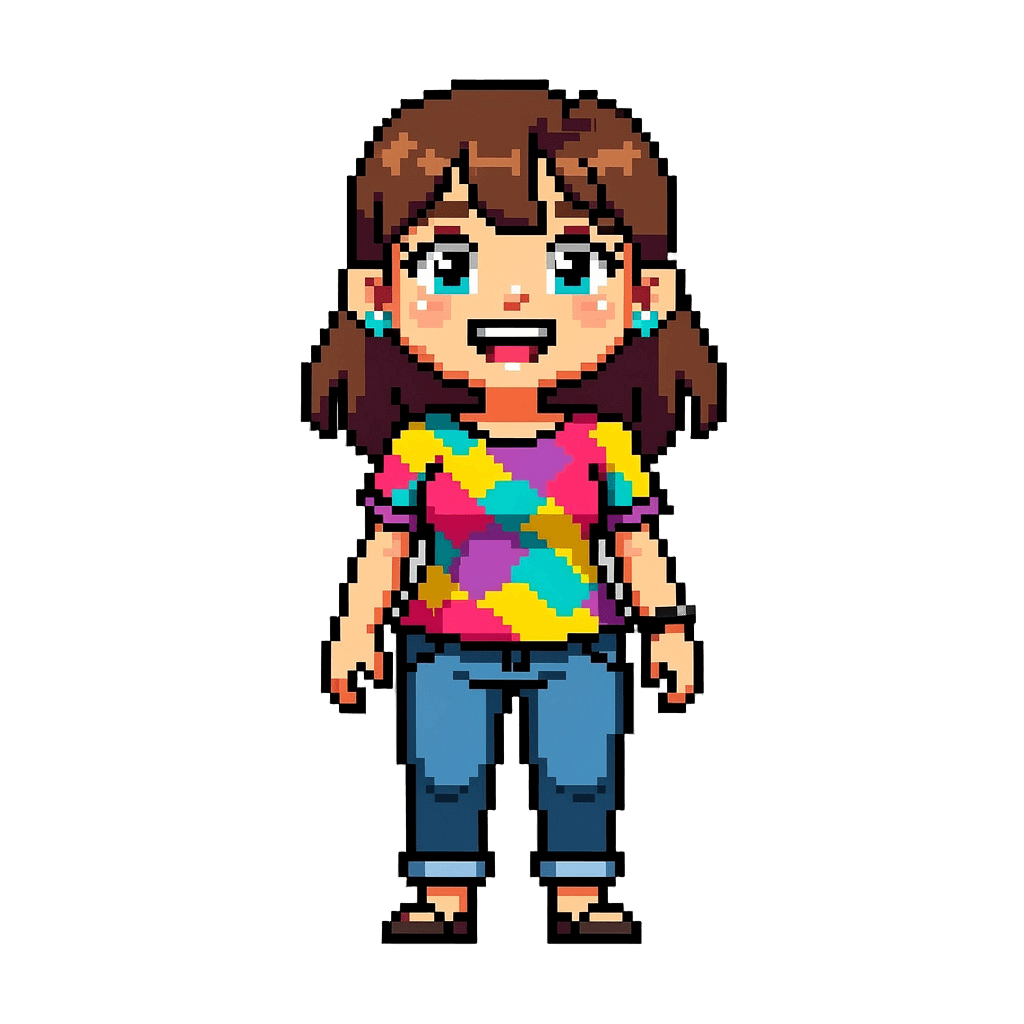 Woman Twitch emote — happy, Pixel Art style