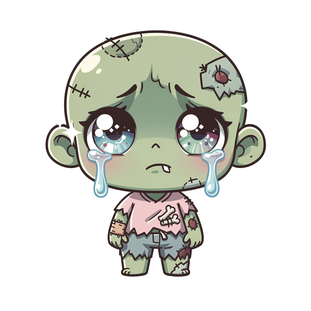 Zombie Twitch emote — sad, Chibi style