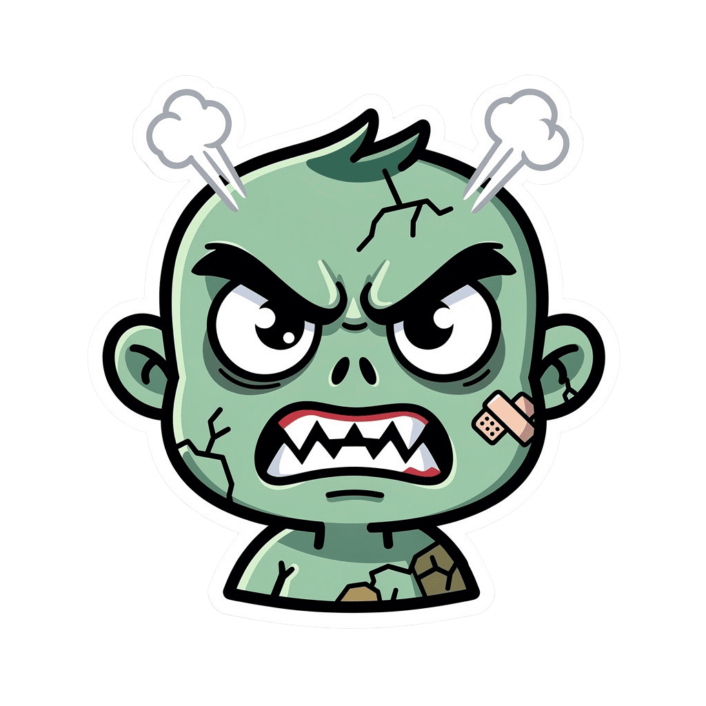 Zombie Twitch emote — angry, Sticker style