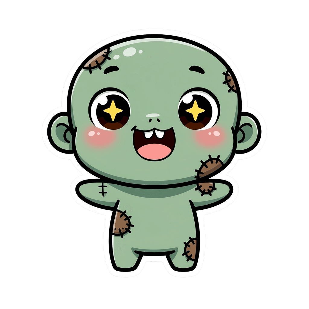Zombie Twitch emote — happy, Sticker style