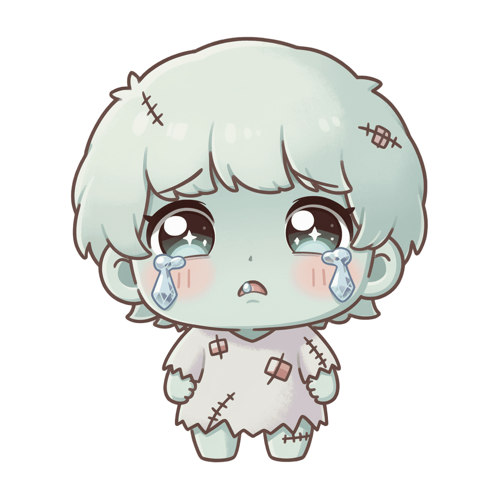 Zombie Twitch emote — sad, Kawaii style